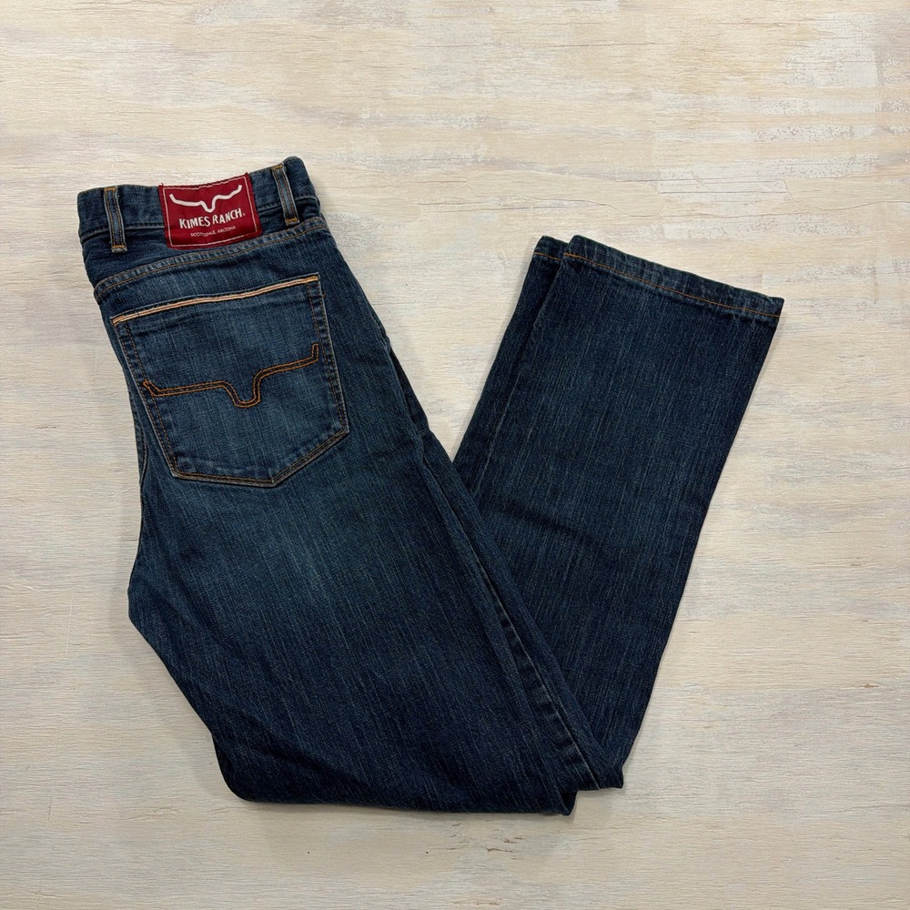 Kimes Ranch Jeans Roger 36/30 Straight Leg Western Denim Blue Mens